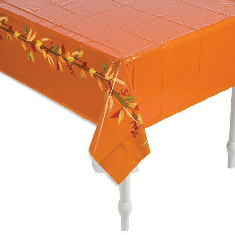 Table Covers * | Cheapest Thankful Thanksgiving Plastic Tablecloth