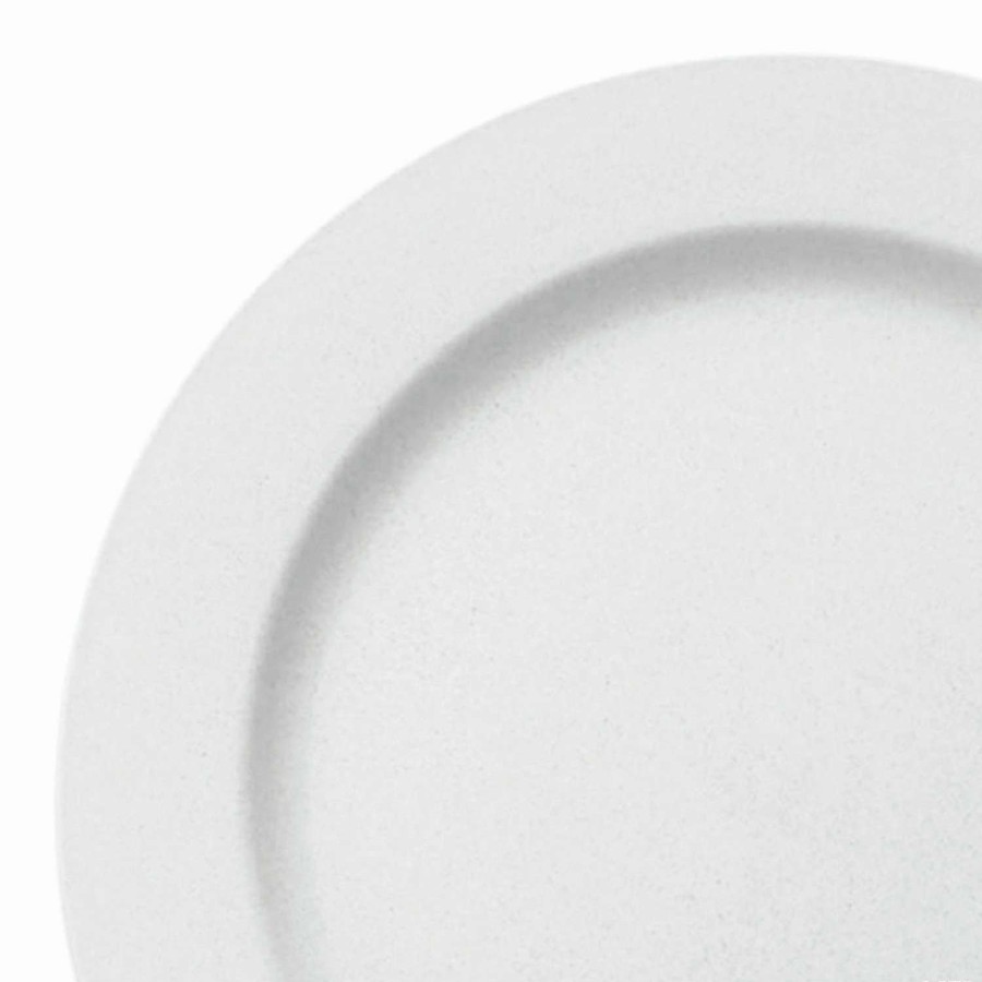 Party Plates * | New 10 Matte Milk White Round Disposable Plastic Dinner Plates (40 Plates)