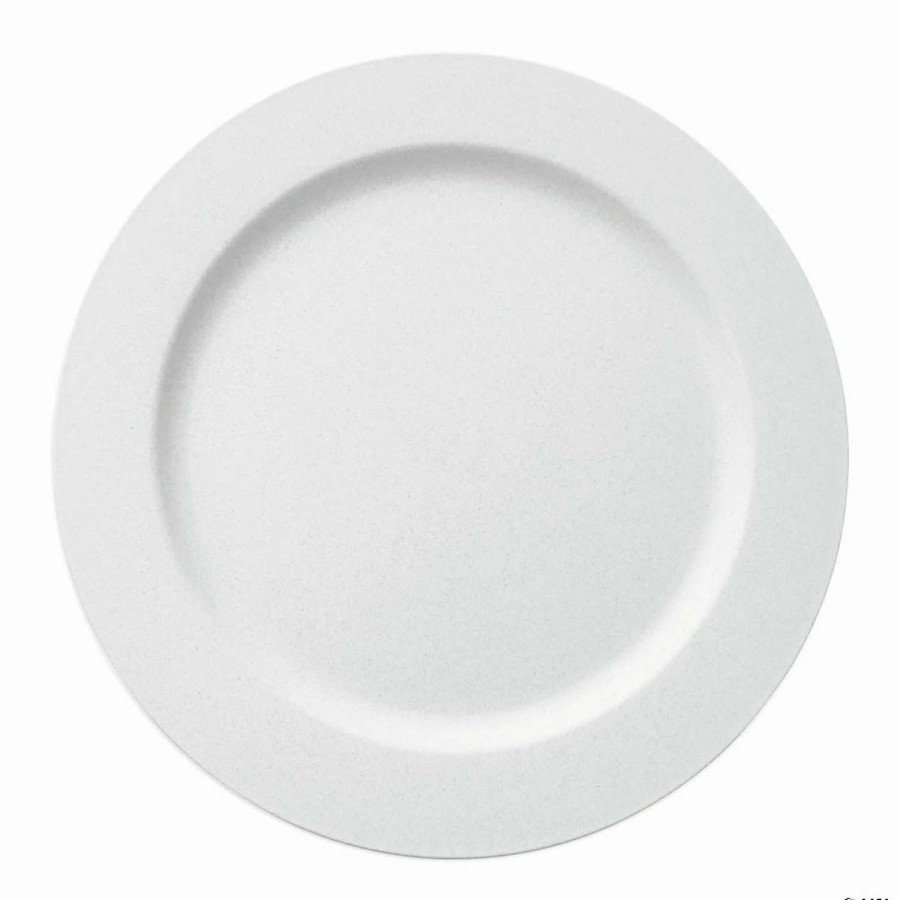 Party Plates * | New 10 Matte Milk White Round Disposable Plastic Dinner Plates (40 Plates)