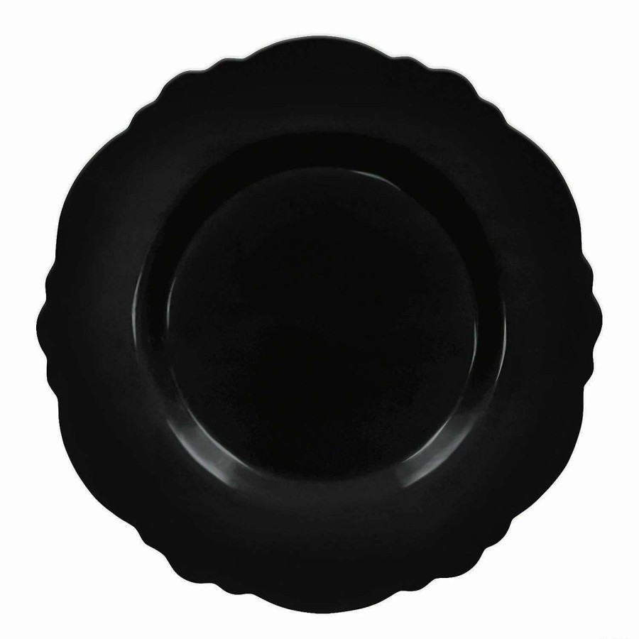 Party Plates * | Deals 10.25 Solid Black Round Blossom Disposable Plastic Dinner Plates (120 Plates)