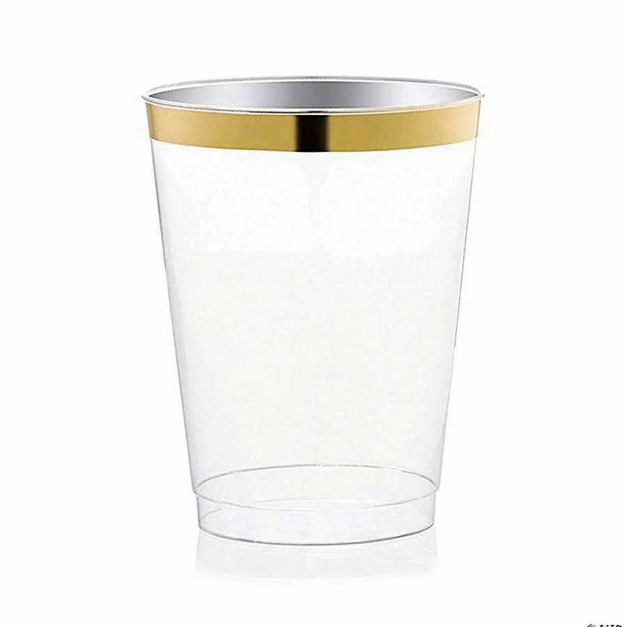 Drinkware * | Brand New 12 Oz. Clear With Metallic Gold Rim Round Tumblers (100 Cups)