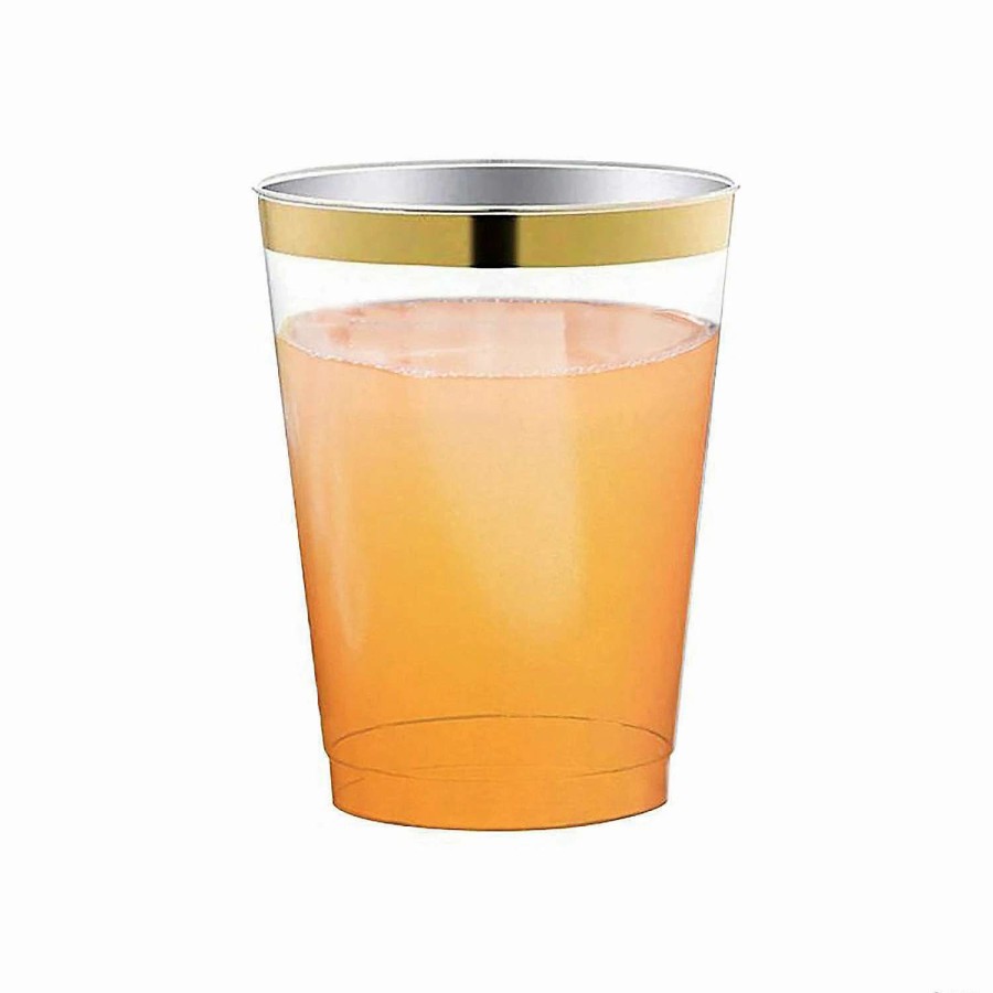 Drinkware * | Brand New 12 Oz. Clear With Metallic Gold Rim Round Tumblers (100 Cups)