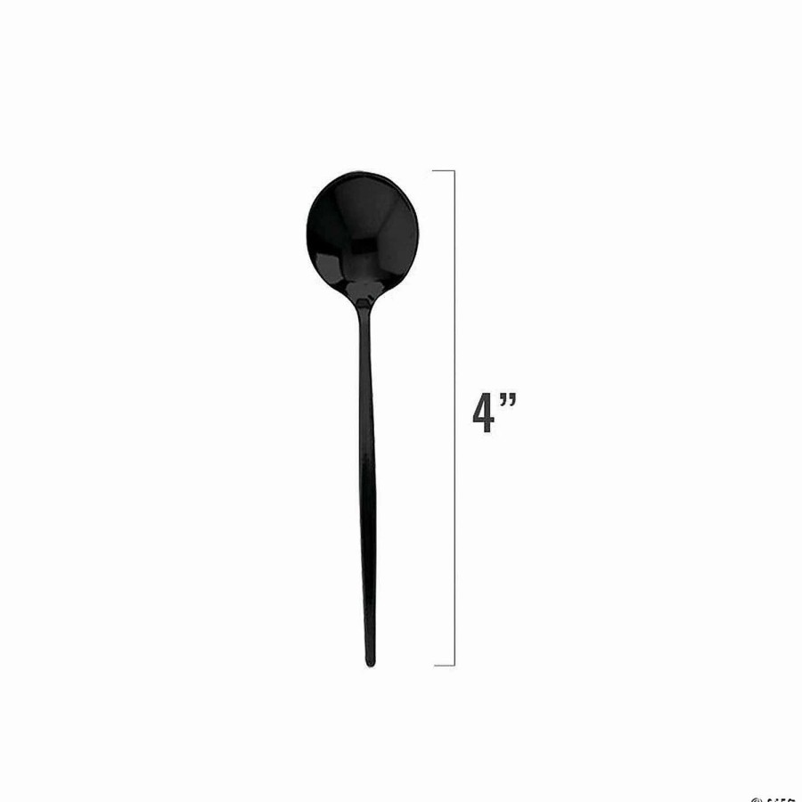 Cutlery * | New Kaya Collection Solid Black Moderno Disposable Plastic Dessert Spoons (480 Spoons)