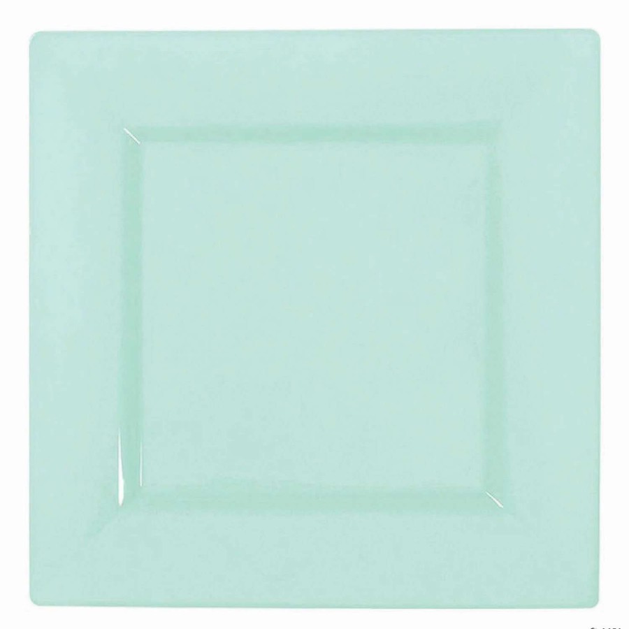 Party Plates * | Discount Kaya Collection 6.5 Mint Green Square Plastic Cake Plates (120 Plates)