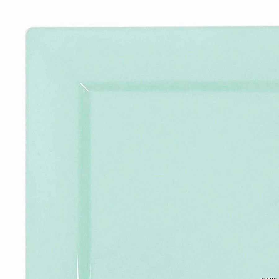 Party Plates * | Discount Kaya Collection 6.5 Mint Green Square Plastic Cake Plates (120 Plates)