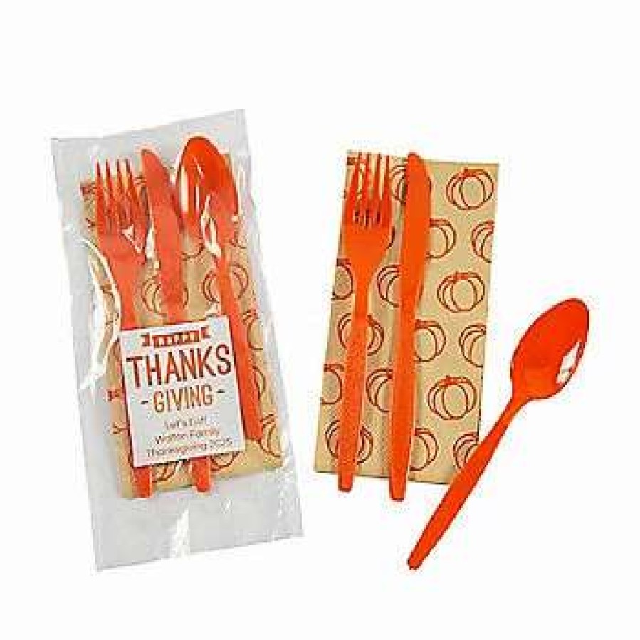 Cutlery * | Brand New Personalized Thanksgiving Cutlery Sets 50 Pc.