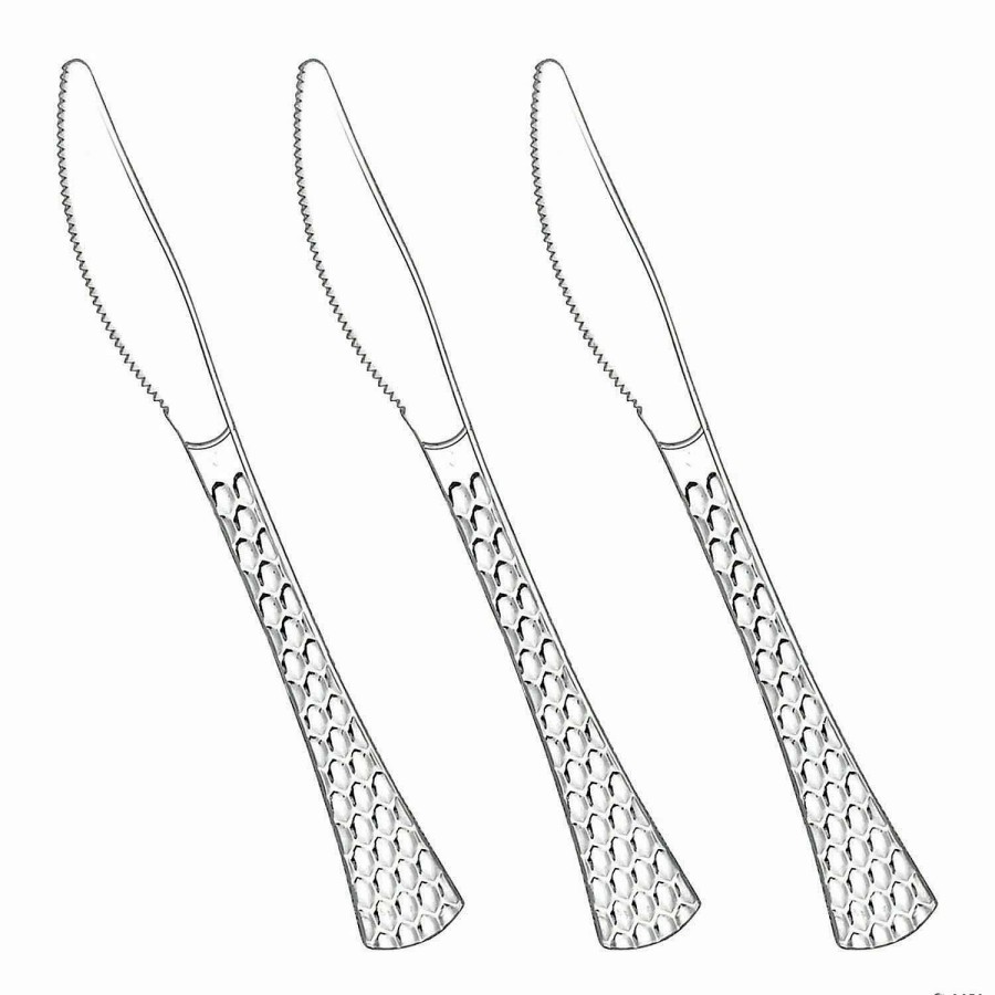 Cutlery * | Outlet Shiny Silver Glamour Cutlery Disposable Plastic Knives (288 Knives)