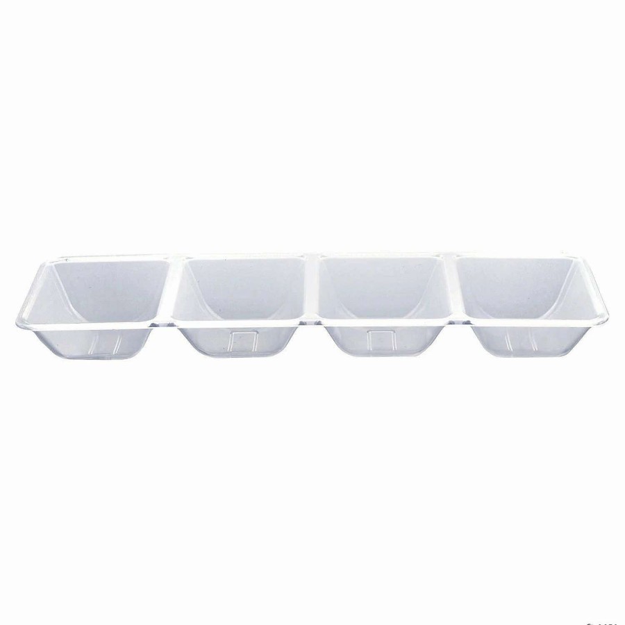 Serveware * | Best Deal 16 X 5 Clear 4-Section Rectangular Disposable Plastic Trays (18 Trays)