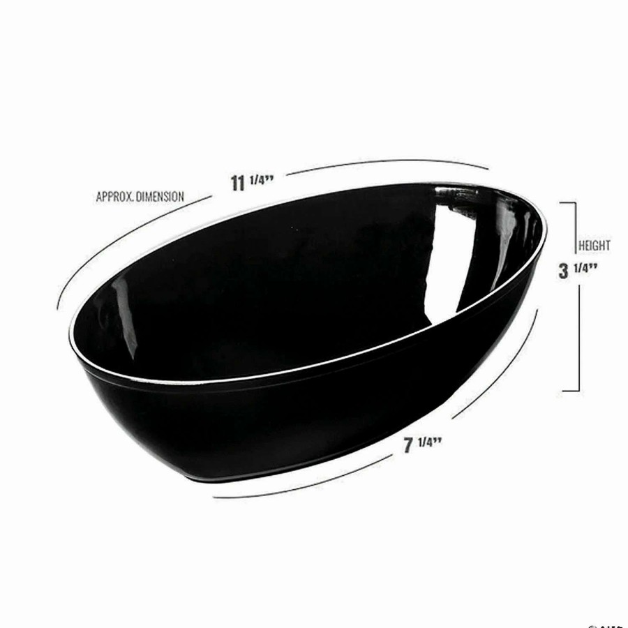 Bowls * | New 2 Qt. Black Oval Plastic Serving Bowls (21 Bowls)