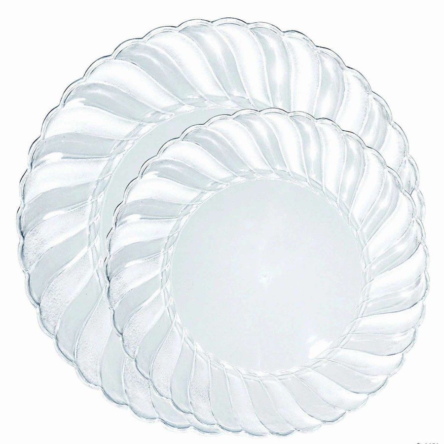 Party Plates * | Best Reviews Of Clear Flair Plastic Dinnerware Value Set (36 Dinner Plates + 36 Salad Plates)