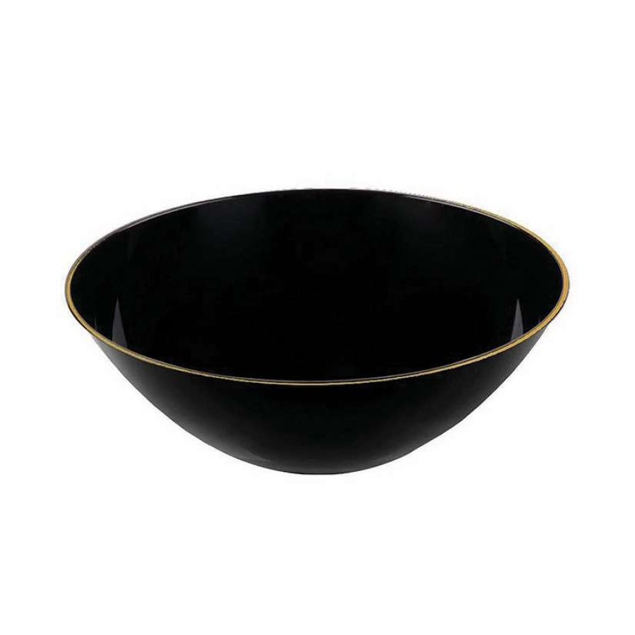 Bowls * | Best Pirce Kaya Collection 6 Oz. Black With Gold Rim Organic Round Disposable Plastic Dessert Bowls (120 Bowls)