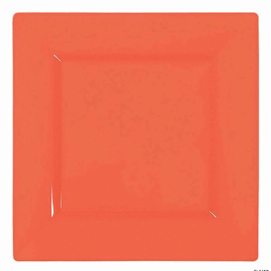 Party Plates * | Hot Sale Kaya Collection 6.5 Tropical Coral Square Plastic Cake Plates (120 Plates)