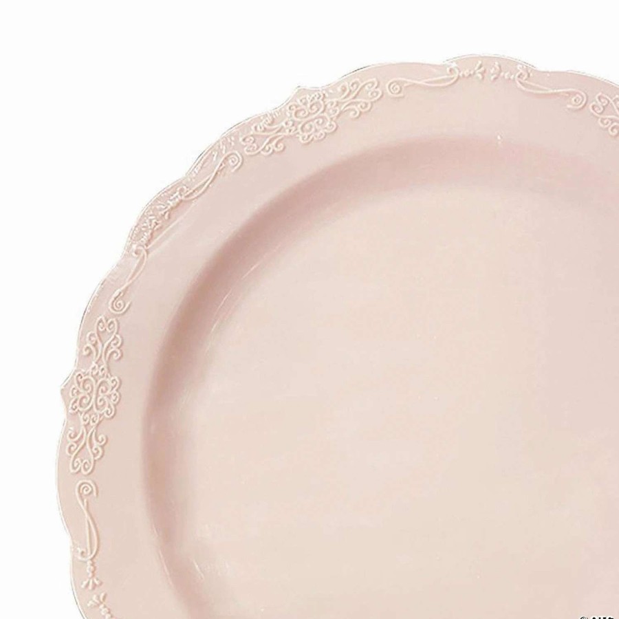 Party Plates * | Top 10 Premium 7.5 Pink Vintage Round Disposable Plastic Appetizer/Salad Plates (120 Plates)