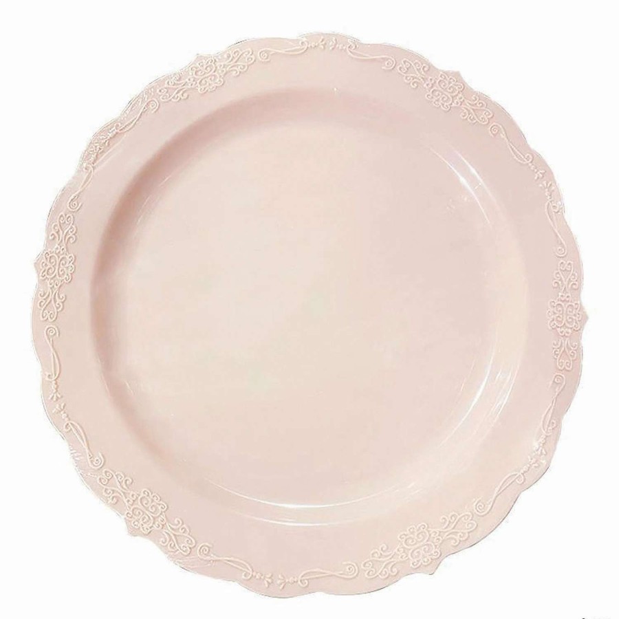 Party Plates * | Top 10 Premium 7.5 Pink Vintage Round Disposable Plastic Appetizer/Salad Plates (120 Plates)