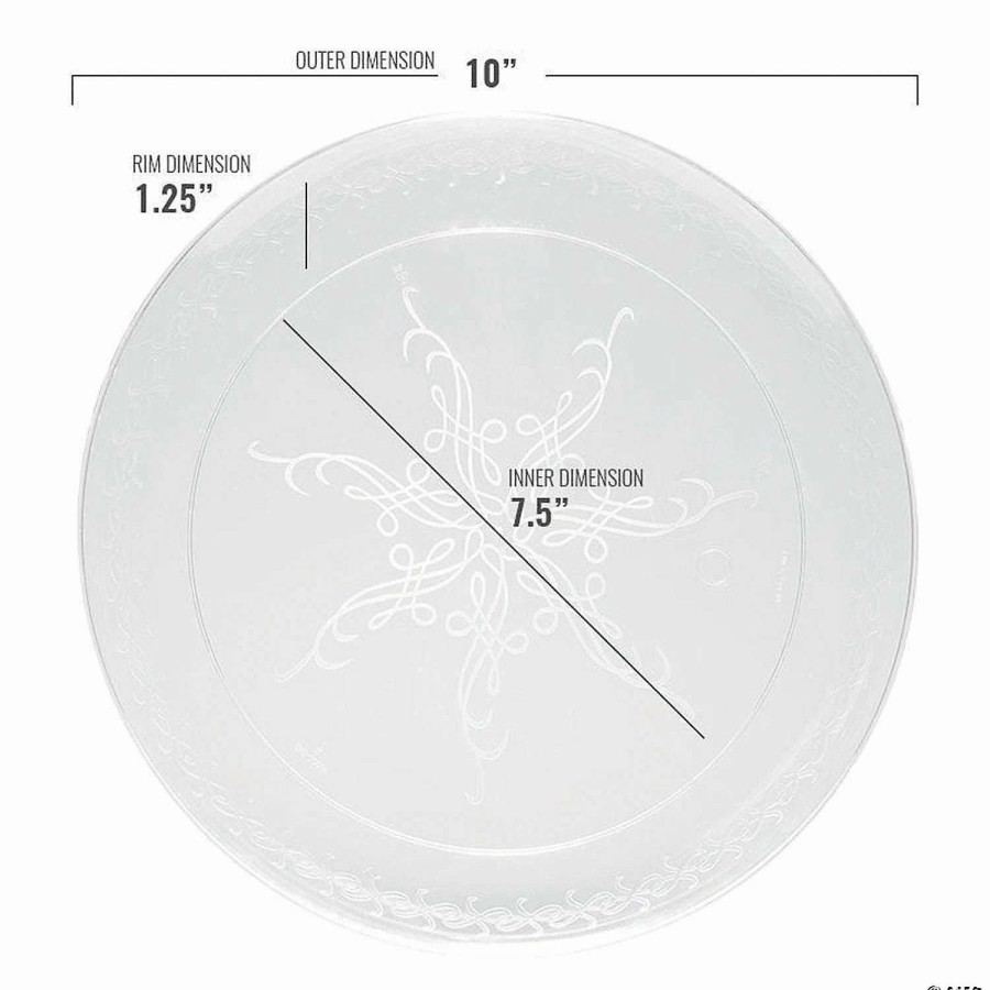 Party Plates * | Best Pirce Kaya Collection 10 Clear With Scroll Plastic Dinner Plates (240 Plates)