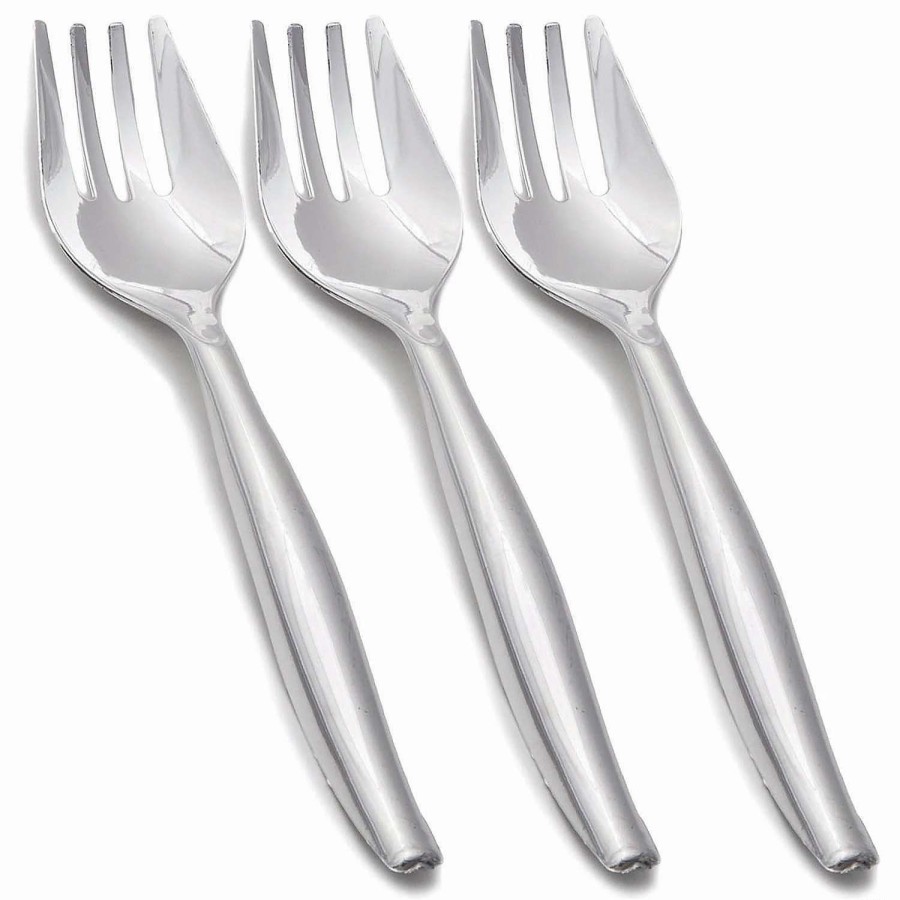 Serveware * | Hot Sale Kaya Collection Silver Disposable Plastic Serving Forks (150 Forks)