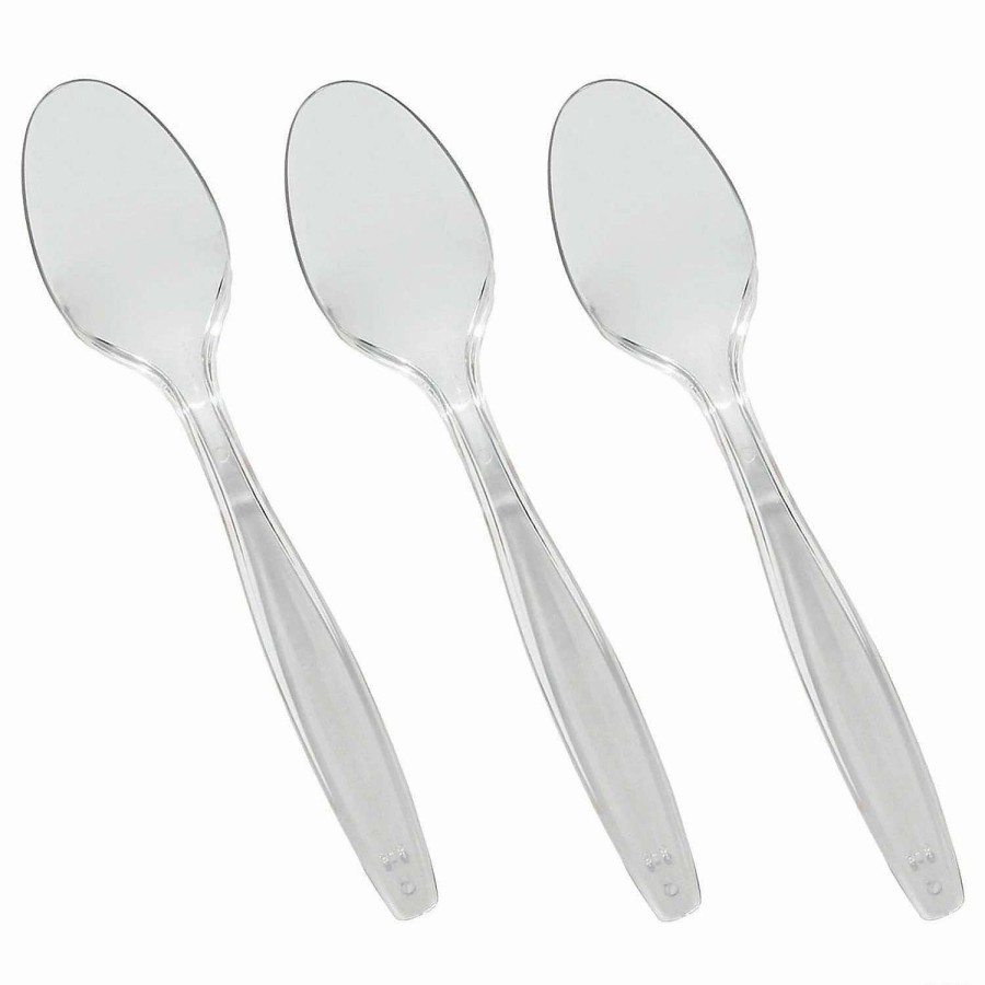 Cutlery * | Flash Sale Clear Plastic Disposable Spoons (600 Spoons)