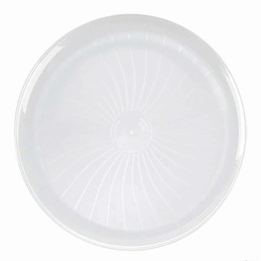 Serveware * | Cheap 14 White Pavilion Round Disposable Plastic Trays (16 Trays)