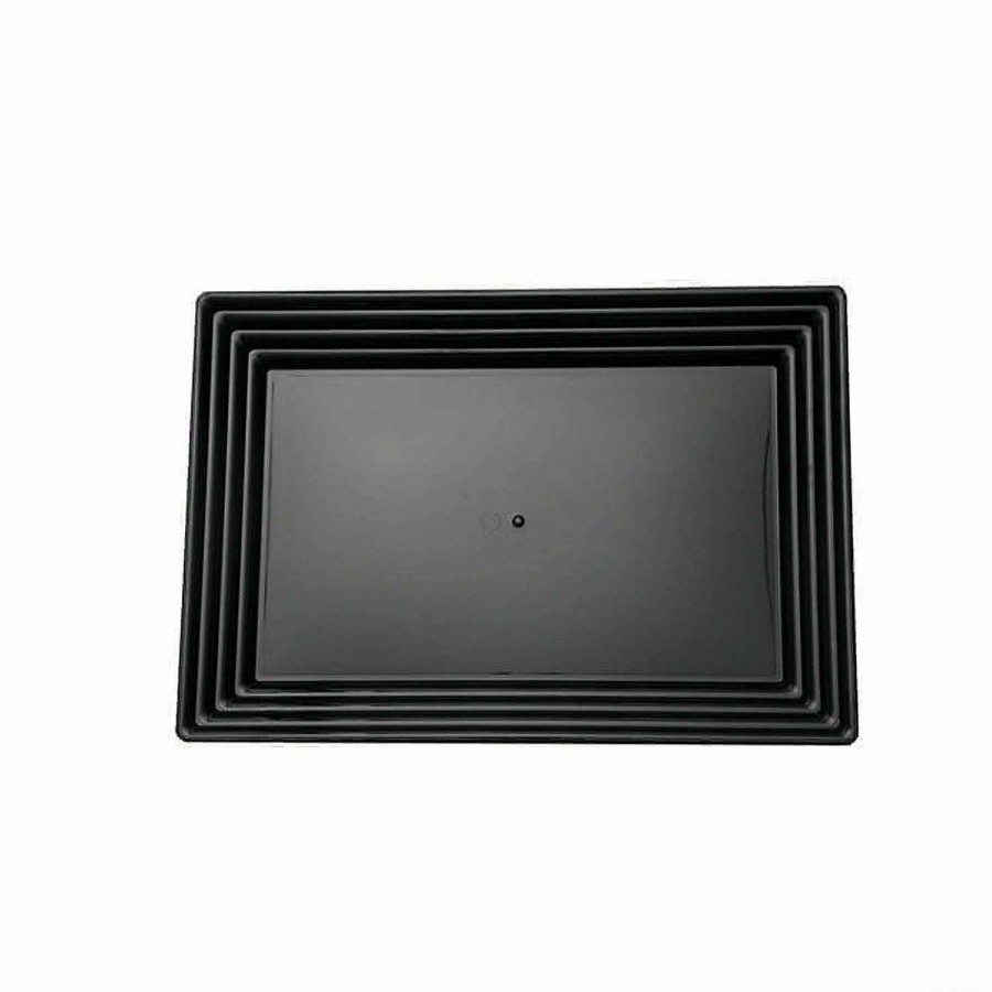 Serveware * | Outlet Premium 9 X 13 Black Rectangular With Groove Rim Plastic Serving Trays (24 Trays)