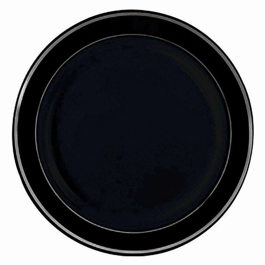 Party Plates * | Outlet Kaya Collection 10.25 Black With Silver Edge Rim Plastic Dinner Plates (120 Plates)