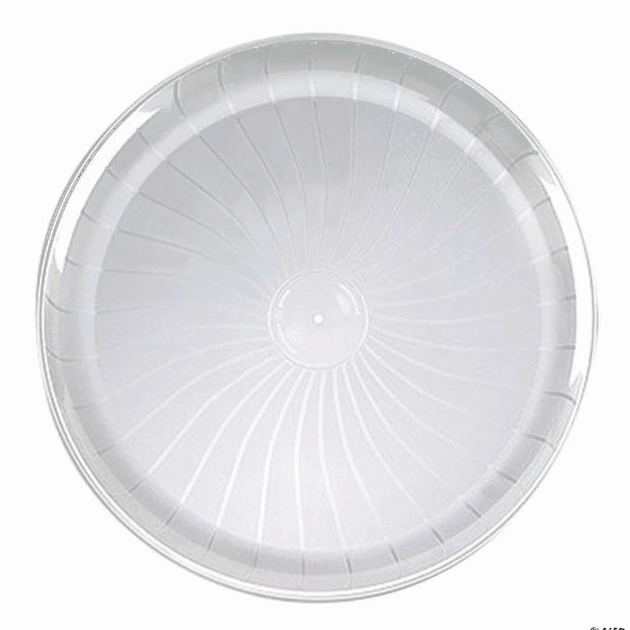 Serveware * | Hot Sale Premium 16 Clear Pavilion Round Disposable Plastic Trays (24 Trays)