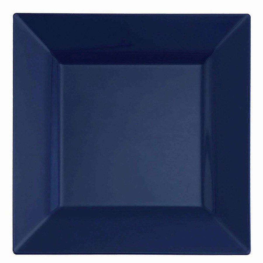 Party Plates * | Cheapest 9.5 Midnight Blue Square Plastic Dinner Plates (40 Plates)