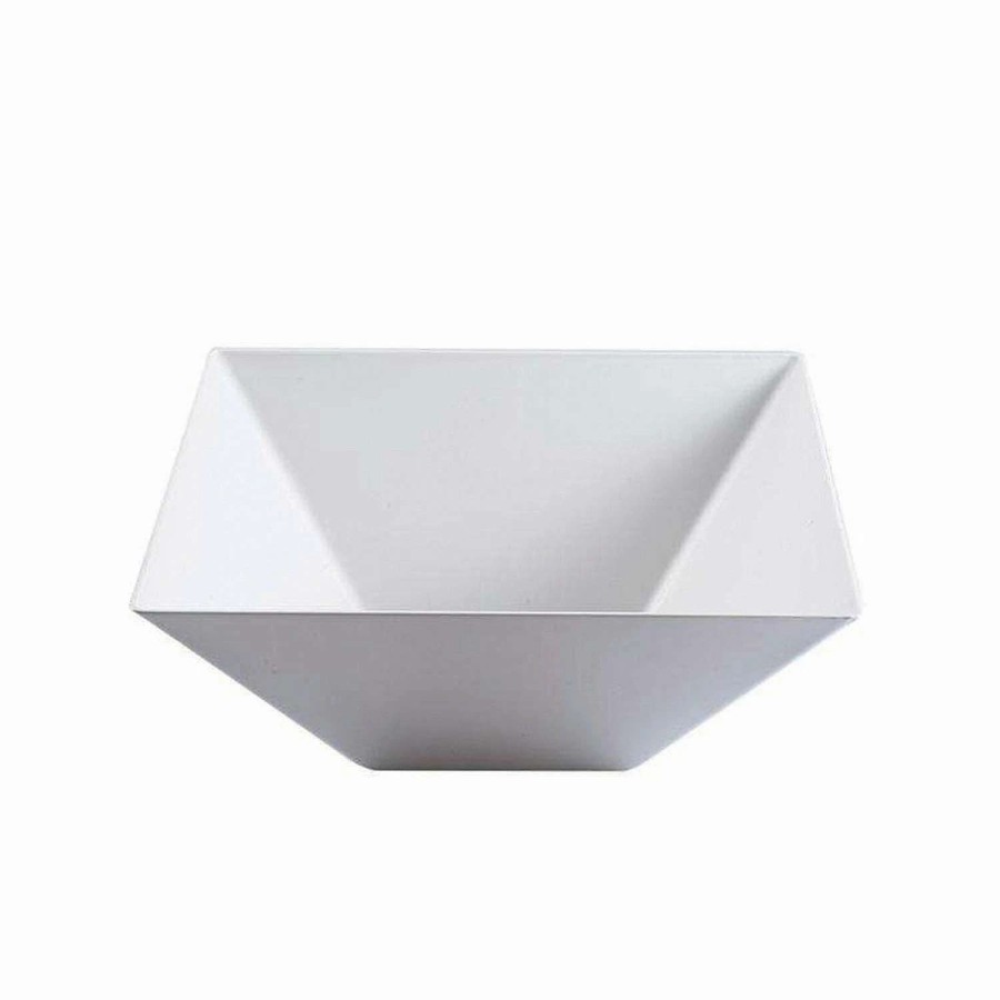 Serveware * | Brand New Premium 4 Qt. White Square Plastic Serving Bowls (24 Bowls)