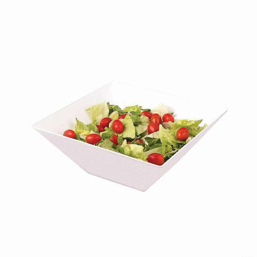 Serveware * | Brand New Premium 4 Qt. White Square Plastic Serving Bowls (24 Bowls)