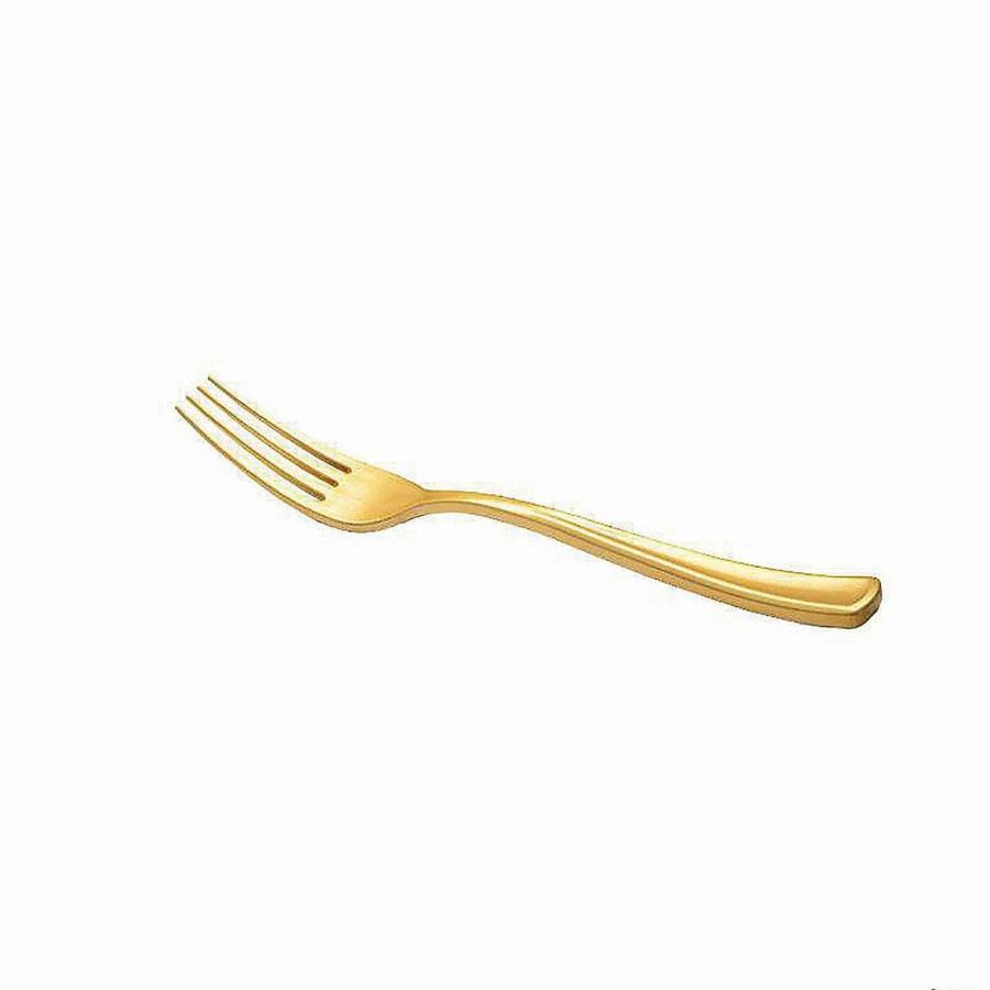 Cutlery * | Hot Sale Shiny Metallic Gold Plastic Forks (168 Forks)