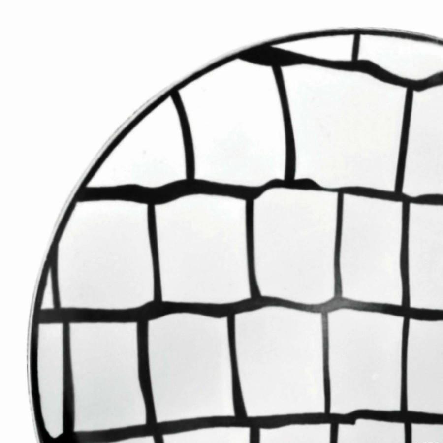 Party Plates * | Cheap 7.5 White With Black Scales Pattern Round Disposable Plastic Appetizer/Salad Plates (120 Plates)