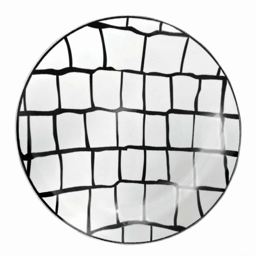 Party Plates * | Cheap 7.5 White With Black Scales Pattern Round Disposable Plastic Appetizer/Salad Plates (120 Plates)