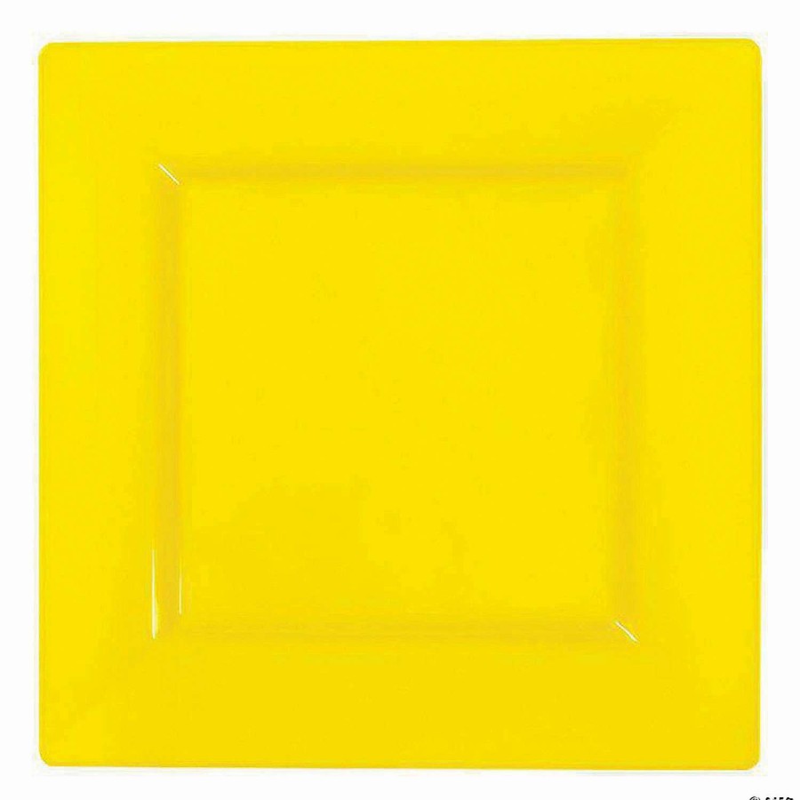 Party Plates * | Outlet Kaya Collection 6.5 Yellow Square Plastic Cake Plates (120 Plates)