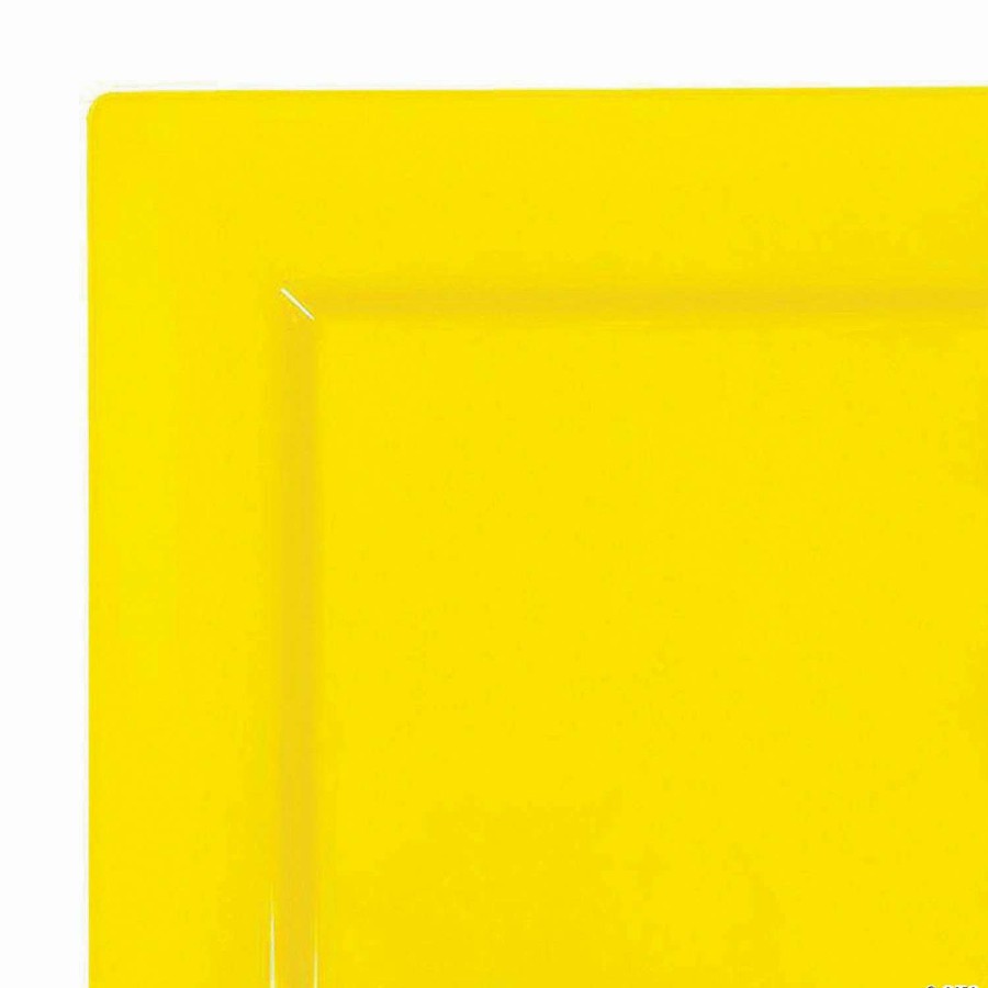 Party Plates * | Outlet Kaya Collection 6.5 Yellow Square Plastic Cake Plates (120 Plates)