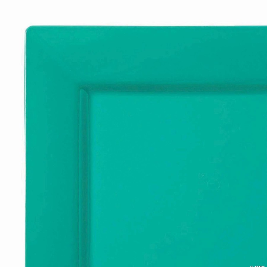 Party Plates * | Flash Sale Kaya Collection 9.5 Sea Aqua Square Plastic Dinner Plates (120 Plates)