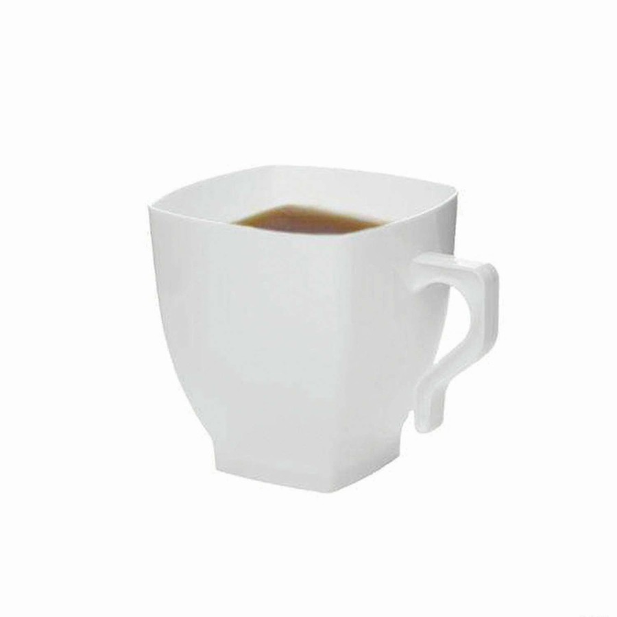 Drinkware * | Buy Bulk Premium 2 Oz. White Square Plastic Mini Coffee Tea Cups 240 Pc.