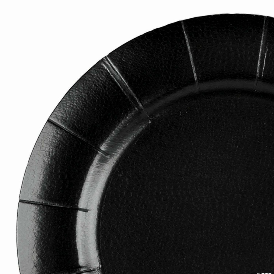 Party Plates * | Wholesale 13 Black Round Disposable Paper Charger Plates (50 Plates)