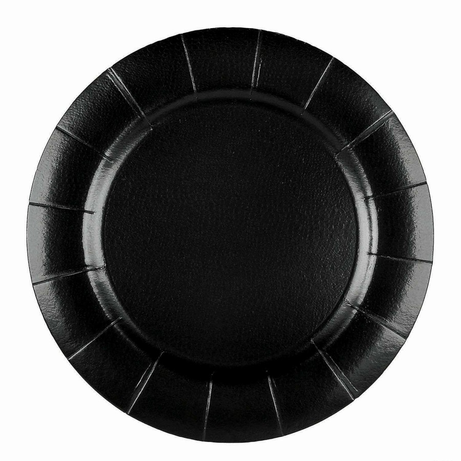 Party Plates * | Wholesale 13 Black Round Disposable Paper Charger Plates (50 Plates)