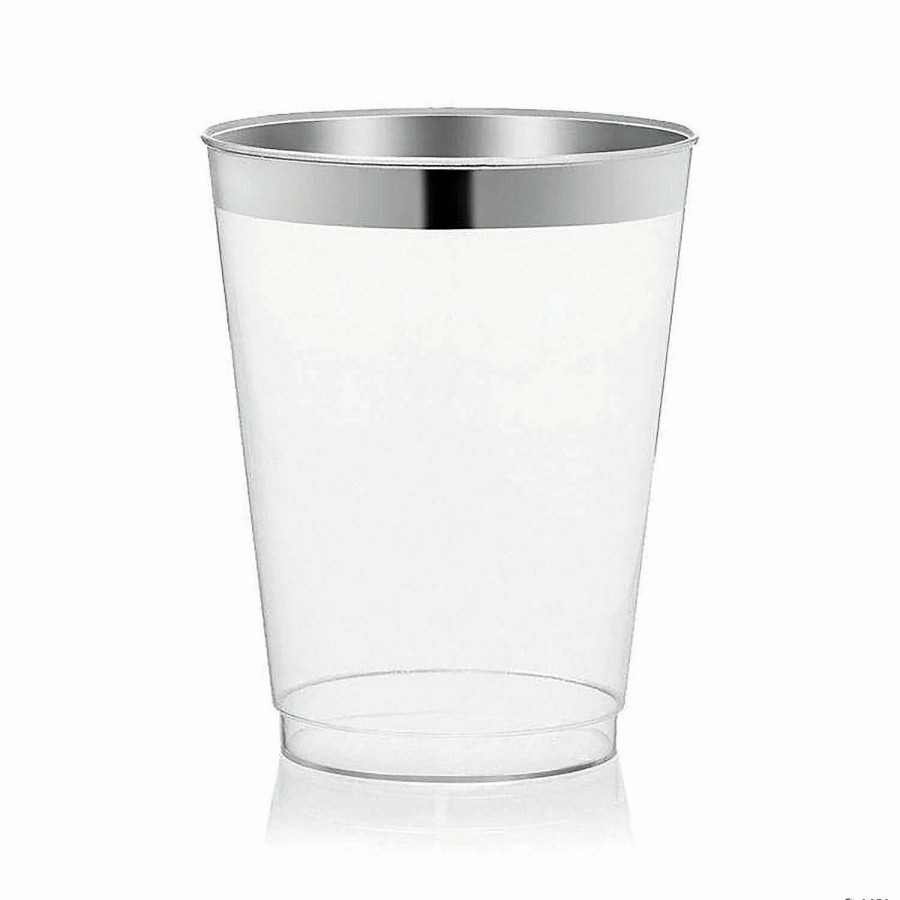 Drinkware * | Top 10 12 Oz. Clear With Metallic Silver Rim Round Tumblers (100 Cups)