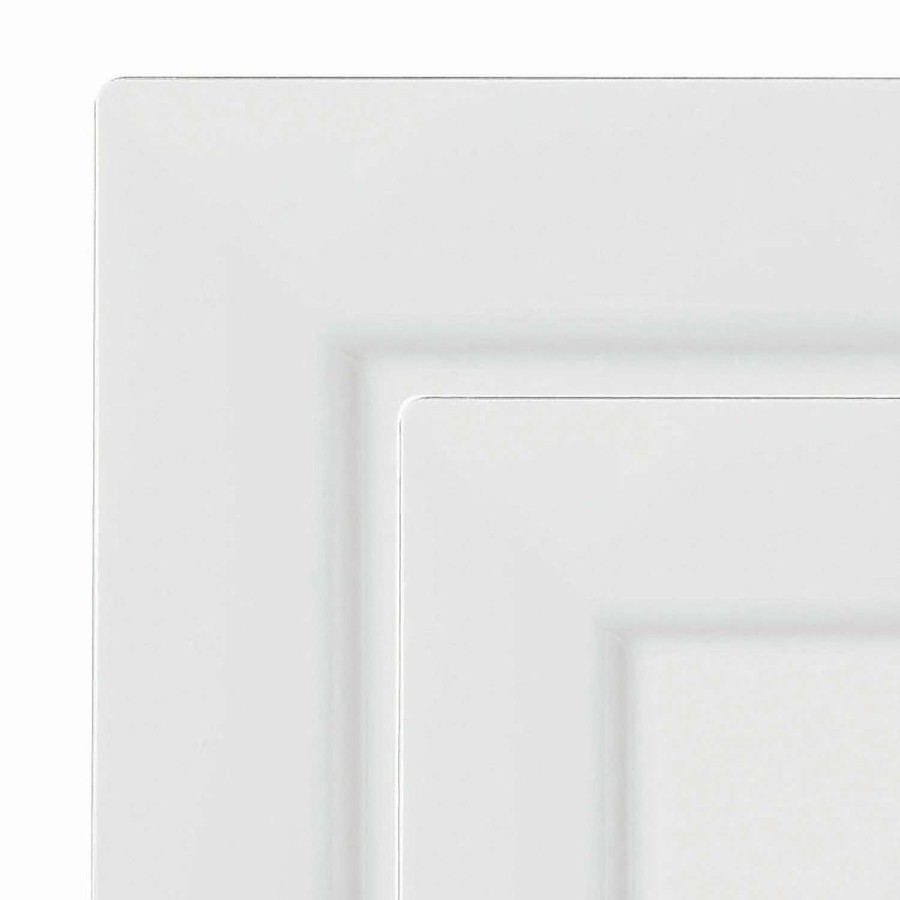 Party Plates * | Deals White Square Plastic Plates Dinnerware Value Set (120 Dinner Plates + 120 Salad Plates)