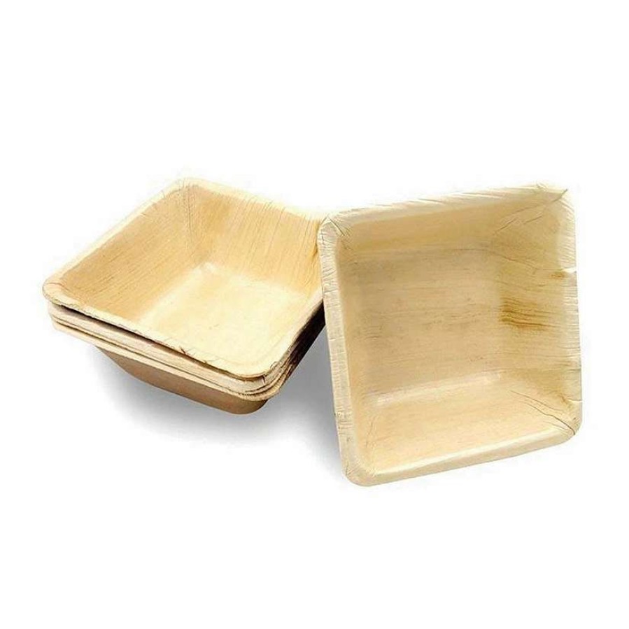 Bowls * | Cheap 3.5 Square Palm Leaf Eco Friendly Mini Disposable Bowls (100 Bowls)