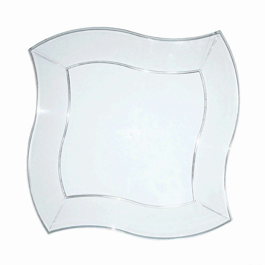 Party Plates * | Best Pirce Kaya Collection 10 Clear Wave Plastic Dinner Plates (120 Plates)