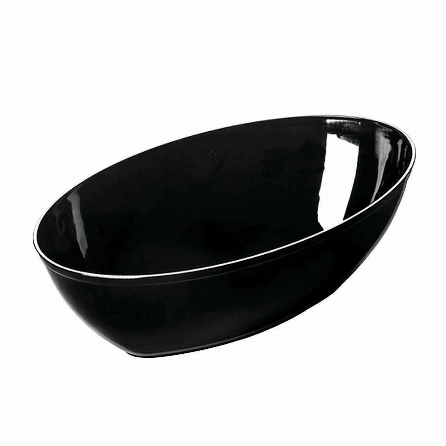 Serveware * | Brand New Kaya Collection 2 Qt. Black Oval Plastic Serving Bowls (24 Bowls)