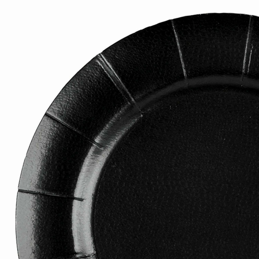 Party Plates * | Top 10 13 Black Round Disposable Paper Charger Plates (120 Plates)