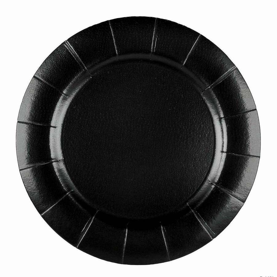 Party Plates * | Top 10 13 Black Round Disposable Paper Charger Plates (120 Plates)