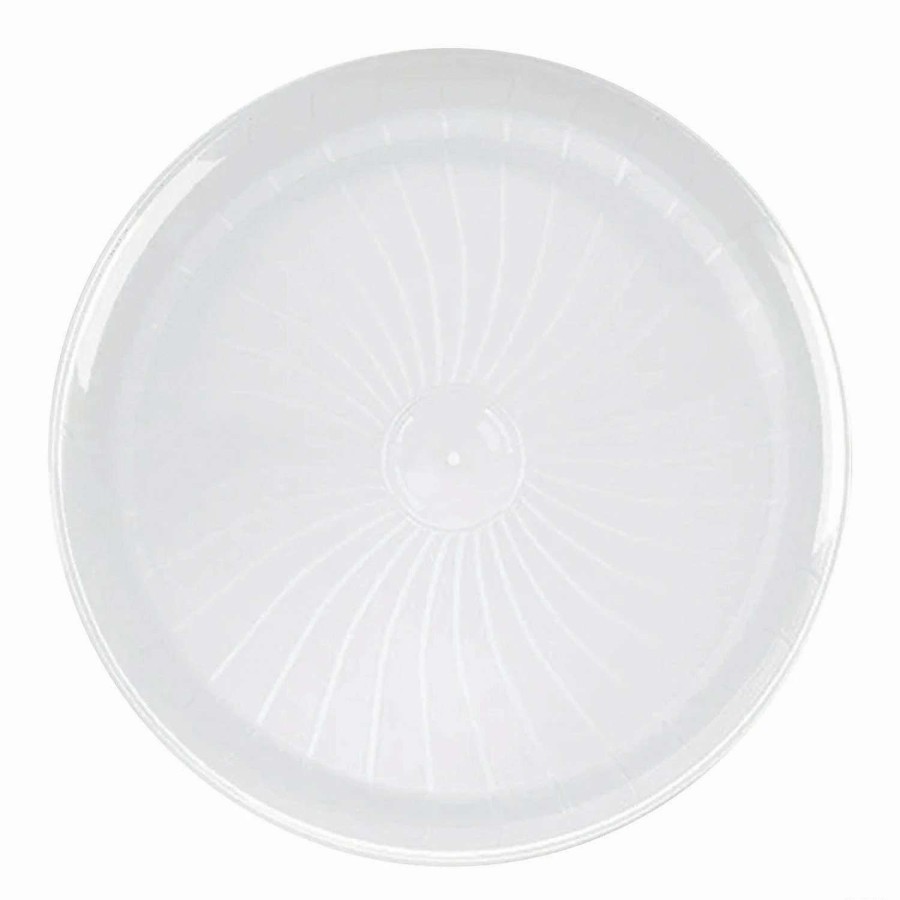 Serveware * | Best Reviews Of 14 White Pavilion Round Disposable Plastic Trays (24 Trays)