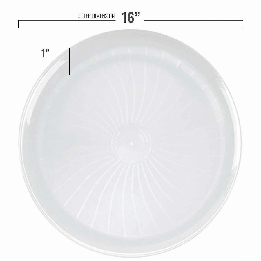 Serveware * | Best Reviews Of 14 White Pavilion Round Disposable Plastic Trays (24 Trays)