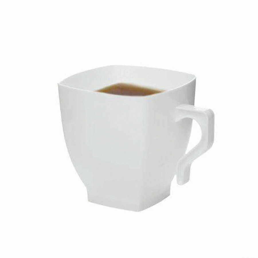 Drinkware * | Cheap Premium 8 Oz. White Square Plastic Coffee Mugs 192 Ct.