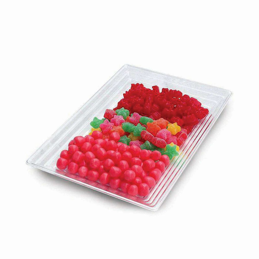 Serveware * | Hot Sale Premium 11 X 16 Clear Rectangular With Groove Rim Plastic Serving Trays (24 Trays)