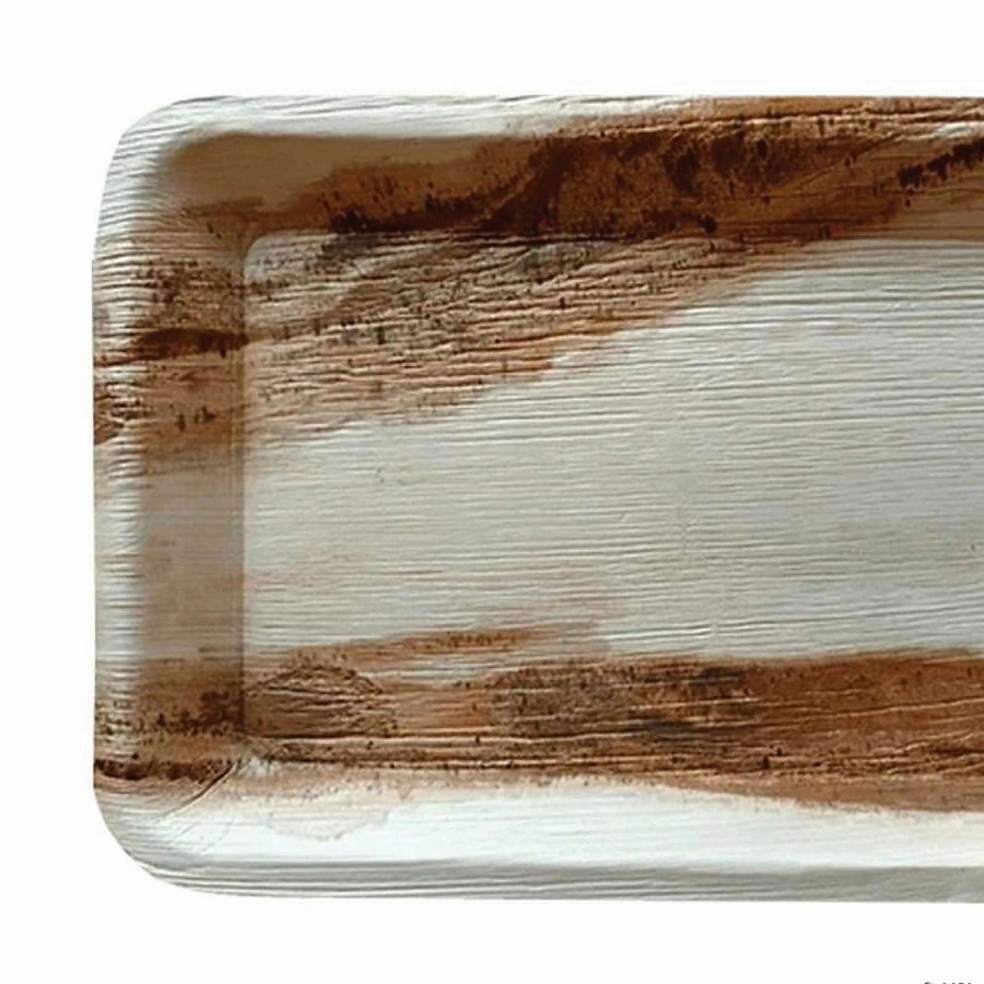 Serveware * | Discount 11 X 7 Rectangular Natural Palm Leaf Eco-Friendly Disposable Trays (100 Trays)