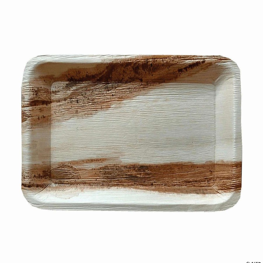 Serveware * | Discount 11 X 7 Rectangular Natural Palm Leaf Eco-Friendly Disposable Trays (100 Trays)